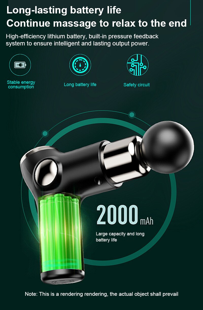 Massage Gun Deep Tissue Muscle Vibrating Relaxing Massage Relaxation Treatments LCD Massager Gun Black/Red/Green TSLM1