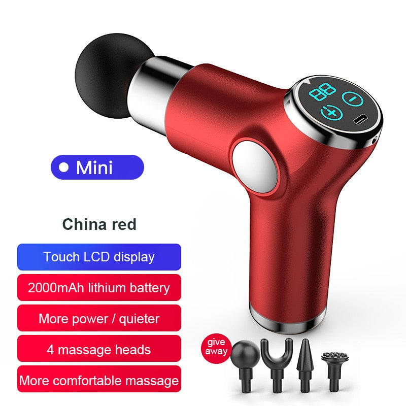 Massage Gun Deep Tissue Muscle Vibrating Relaxing Massage Relaxation Treatments LCD Massager Gun Black/Red/Green TSLM1