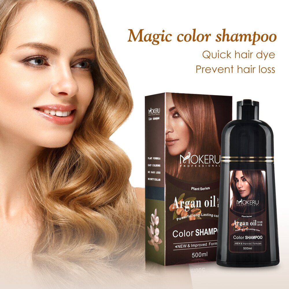 500ml Natural Hair Dye Argan Oil Essence Permanent Shampoo Hair Color Cream Cover Gray Hair For Women Men Hair Care