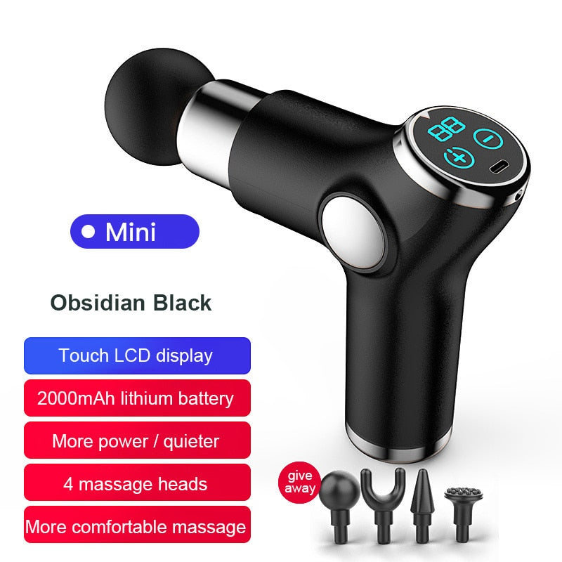 Massage Gun Deep Tissue Muscle Vibrating Relaxing Massage Relaxation Treatments LCD Massager Gun Black/Red/Green TSLM1