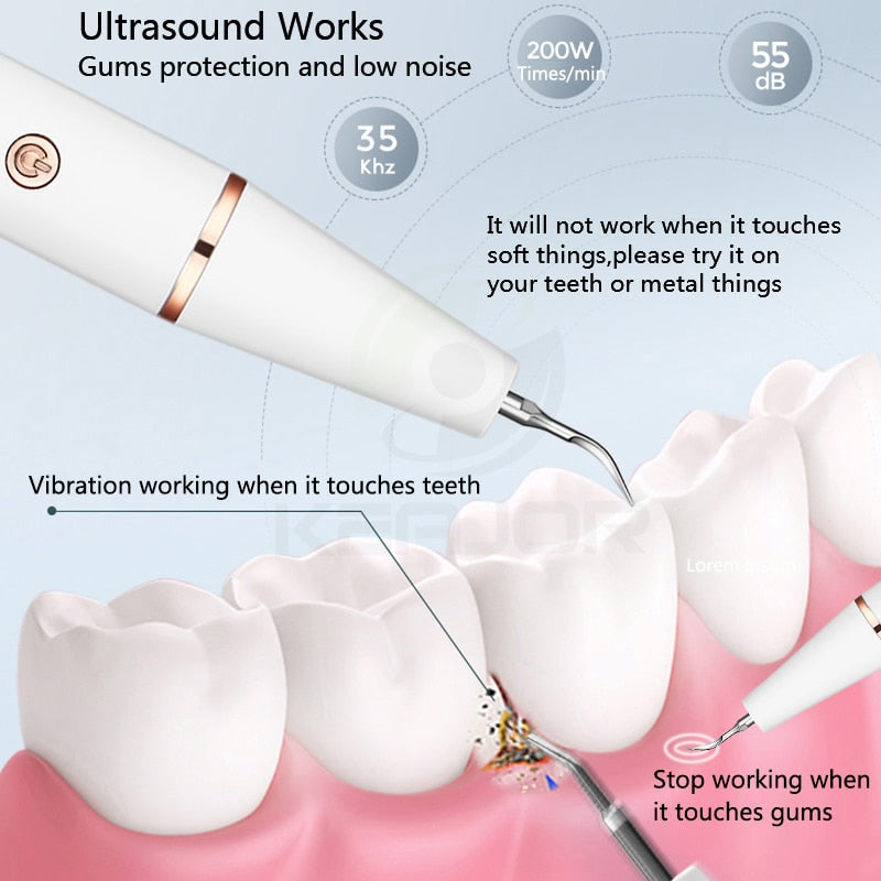 Electric Sonic Dental Calculus Scaler Oral Teeth Tartar Remover Plaque Stains Cleaner Removal Teeth Whitening Portable with LED