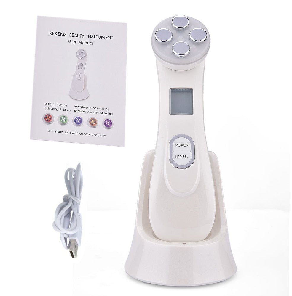 Microcurrents Machine for Face 5 in 1 RF Radio Frequency Led Light Therapy Facial Lifting Massager Skin Tightening Care Beauty