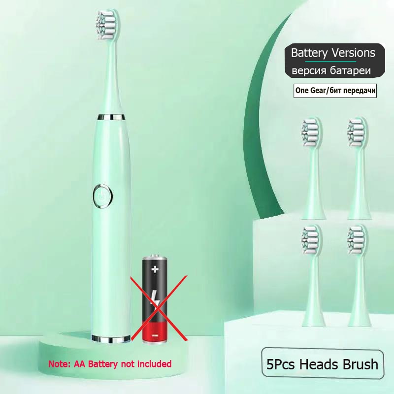 Super Sonic Electric Toothbrushes for Adults Kid Smart Timer Whitening Toothbrush IPX7 Waterproof Replaceable AA Battery Version