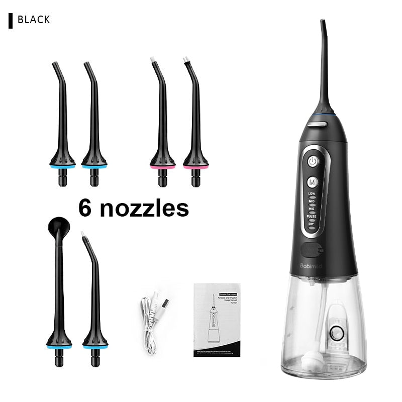 5 Modes Oral Irrigator USB Rechargeable Water Floss Portable Dental Water Flosser Jet 300ml Irrigator Dental Teeth Cleaner+6 Jet