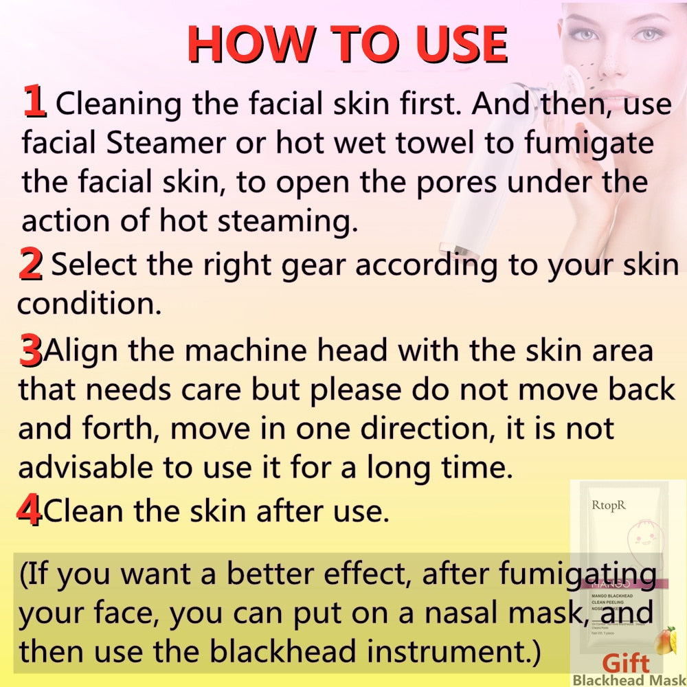 Facial Blackhead Remover Electric Acne Cleaner Blackhead Black Point Vacuum Cleaner Tool Black Spots Pore Cleaner Machine