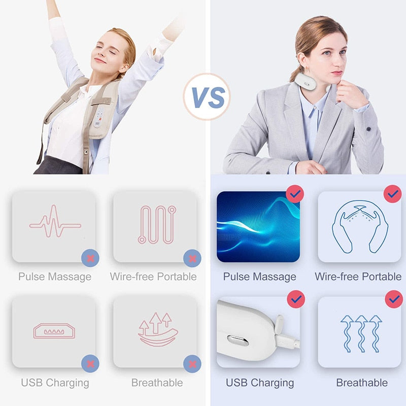 New Remote Smart Neck Shoulder EMS Muscle Massager Trainer Relaxation Electric Pain Relief ToolCervical Vertebra Physiotherapy