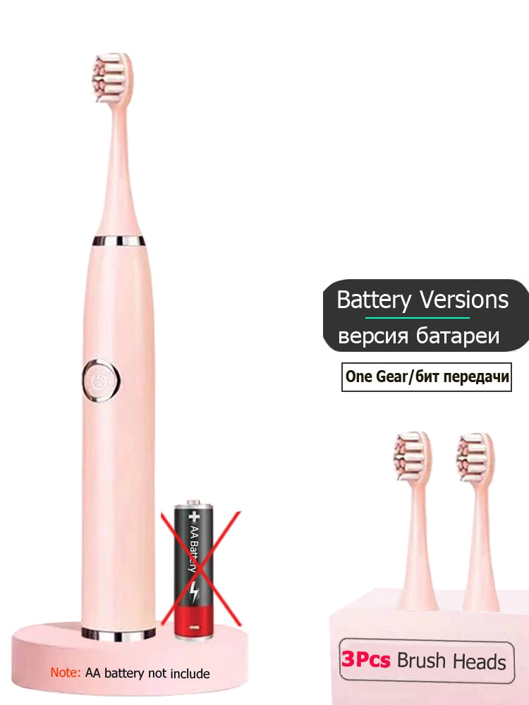 Super Sonic Electric Toothbrushes for Adults Kid Smart Timer Whitening Toothbrush IPX7 Waterproof Replaceable AA Battery Version