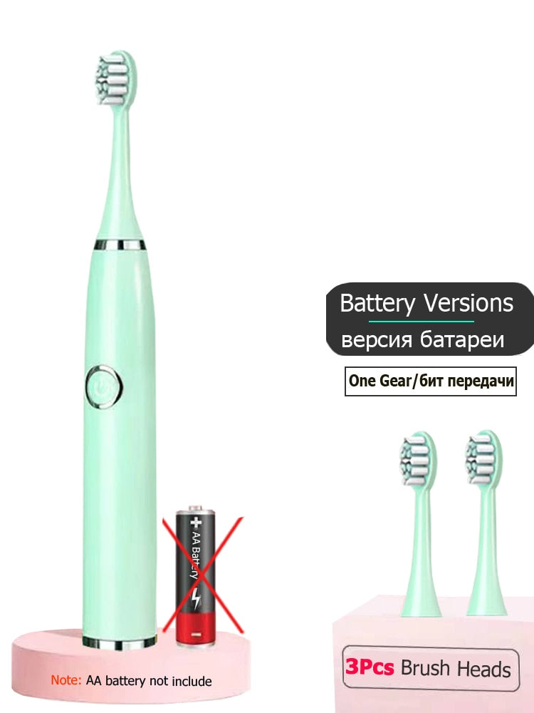 Super Sonic Electric Toothbrushes for Adults Kid Smart Timer Whitening Toothbrush IPX7 Waterproof Replaceable AA Battery Version
