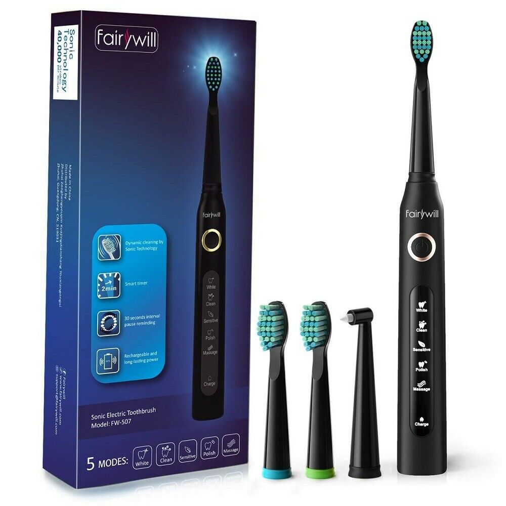 Electric Sonic Toothbrush FW-507 USB Charge Rechargeable Waterproof Electronic Tooth 8 Brushes Replacement Heads Adult