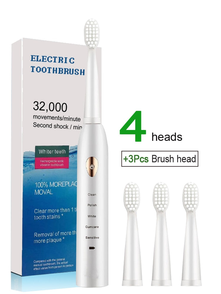 Newest Super Sonic Electric Toothbrushes for Adults Kids Smart Timer Rechargeable Whitening Toothbrush IPX7 with 3 Brush Heads