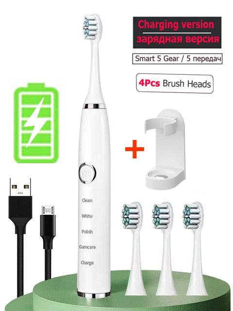Super Sonic Electric Toothbrushes for Adults Kid Smart Timer Whitening Toothbrush IPX7 Waterproof Replaceable AA Battery Version