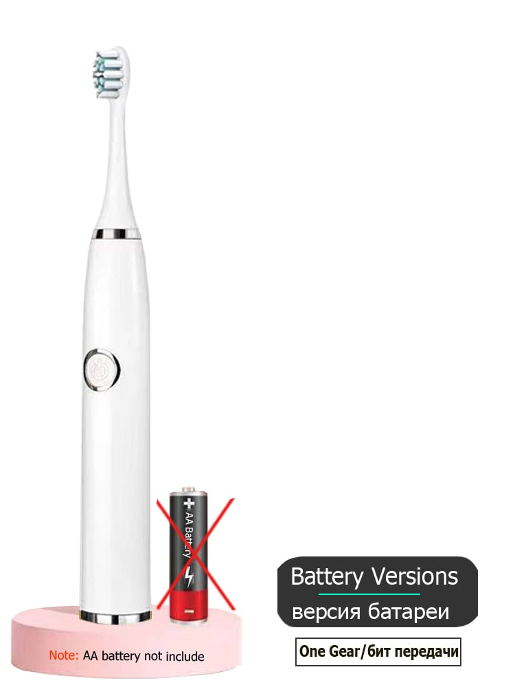 Super Sonic Electric Toothbrushes for Adults Kid Smart Timer Whitening Toothbrush IPX7 Waterproof Replaceable AA Battery Version