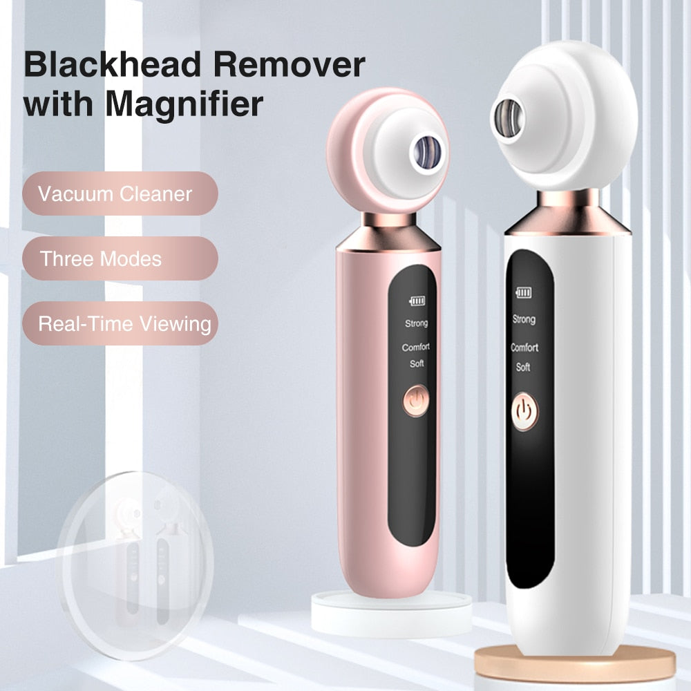 Visual Blackhead Vacuum Remover with Magnifier LED Light Face Pore Cleaner Acne Black Electric Blackhead Removal Nose Cleaner