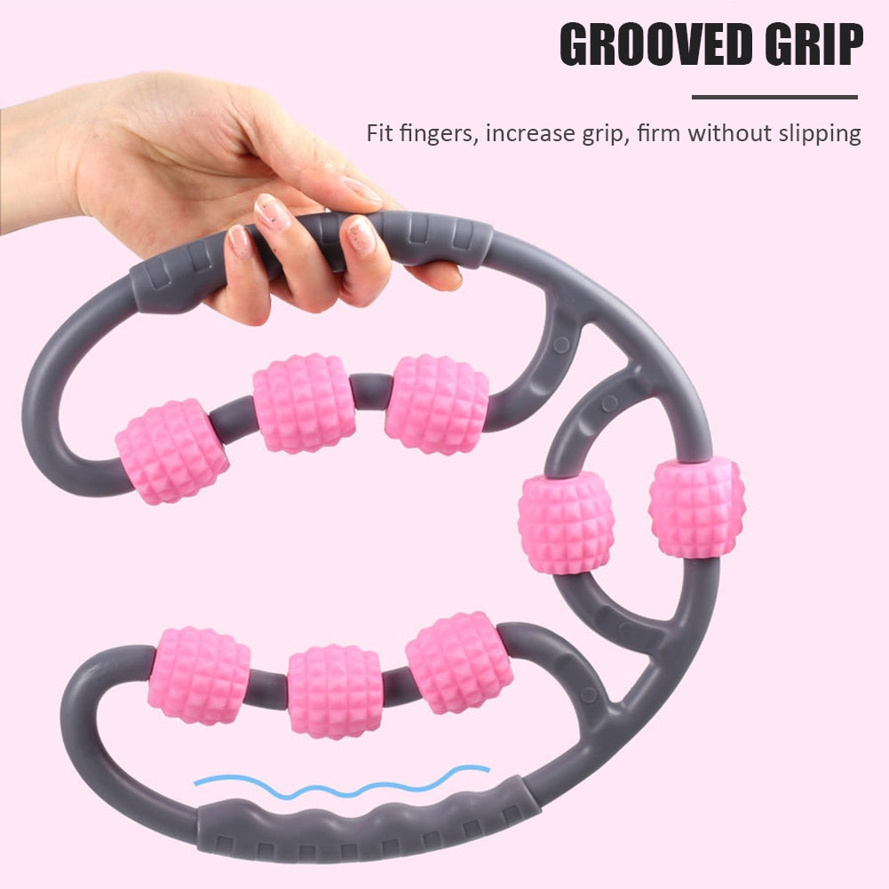 U Shape Yoga Massage Roller 8 Wheels Trigger Point for Arm Leg Neck Muscle Body Fatigue Lifted Tool Health Therapy Care Stress