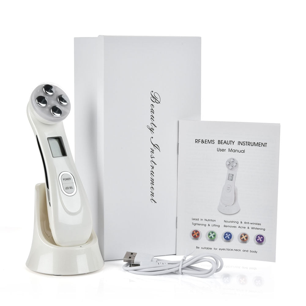 Microcurrents Machine for Face 5 in 1 RF Radio Frequency Led Light Therapy Facial Lifting Massager Skin Tightening Care Beauty