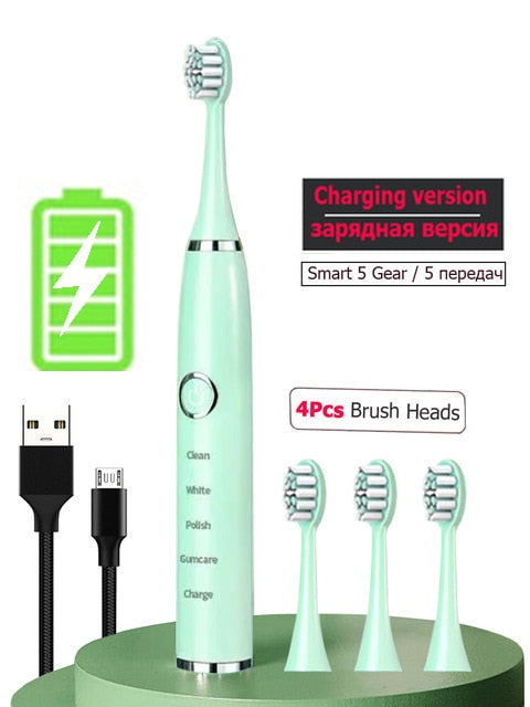 Super Sonic Electric Toothbrushes for Adults Kid Smart Timer Whitening Toothbrush IPX7 Waterproof Replaceable AA Battery Version