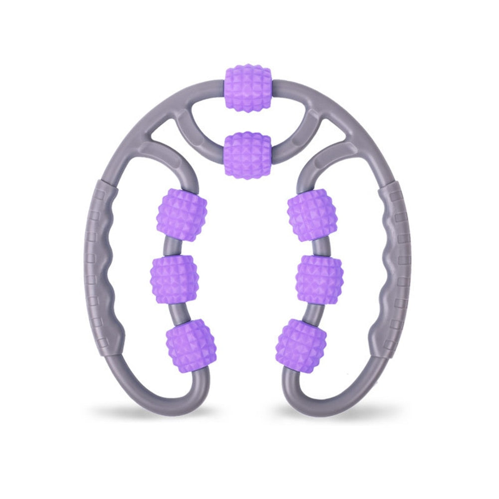 U Shape Yoga Massage Roller 8 Wheels Trigger Point for Arm Leg Neck Muscle Body Fatigue Lifted Tool Health Therapy Care Stress