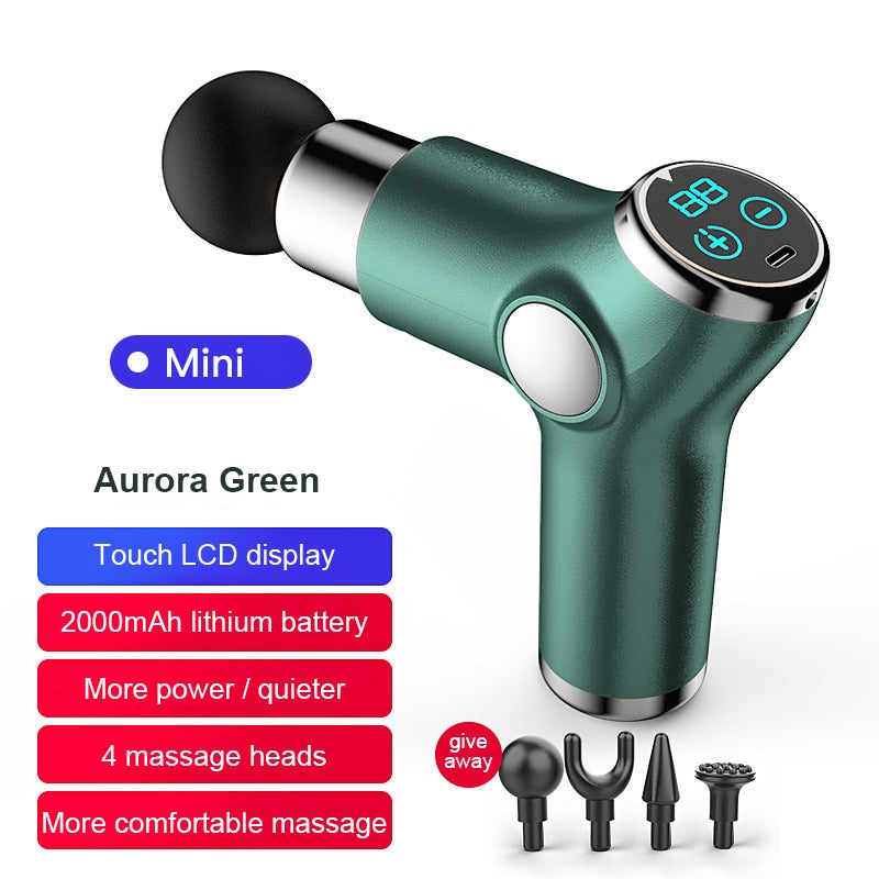Massage Gun Deep Tissue Muscle Vibrating Relaxing Massage Relaxation Treatments LCD Massager Gun Black/Red/Green TSLM1