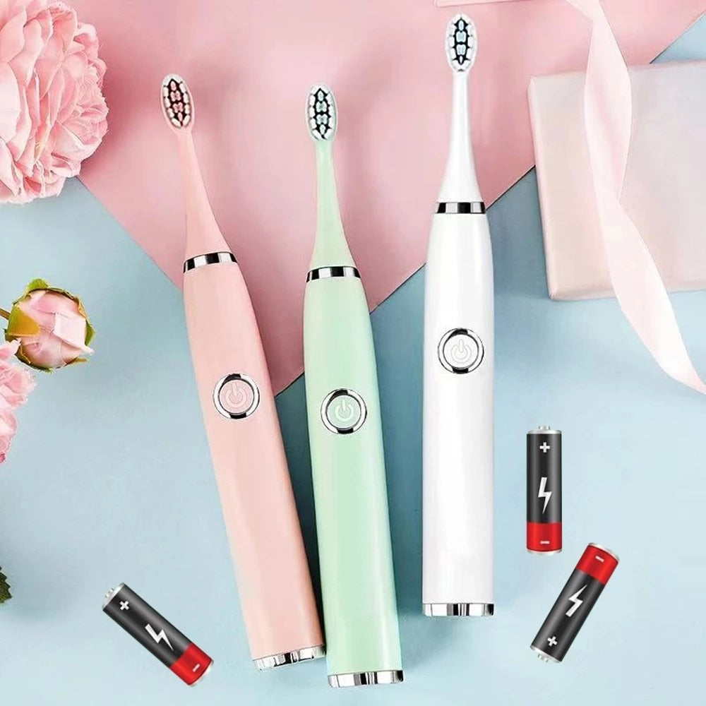 Super Sonic Electric Toothbrushes for Adults Kid Smart Timer Whitening Toothbrush IPX7 Waterproof Replaceable AA Battery Version