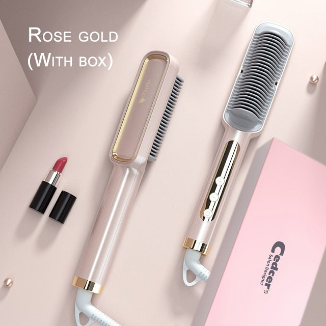 Profissional Hot Combs Anti-scalding Hair Straightener Brush Ceramic Hair Curler Heated Electric Smart Brush Hair Straightener