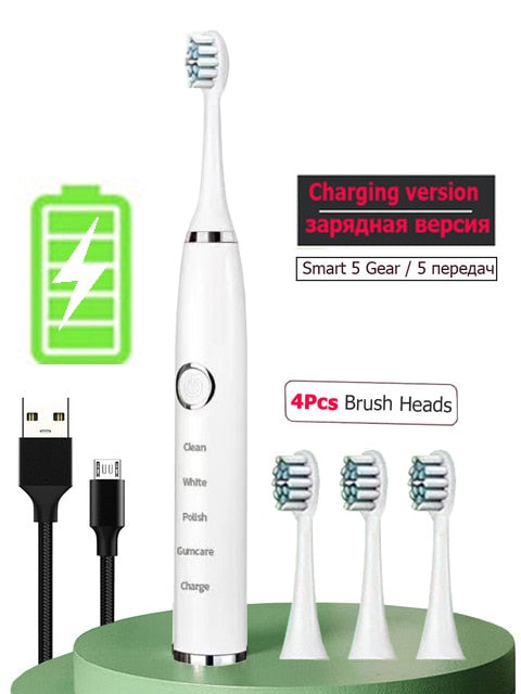 Super Sonic Electric Toothbrushes for Adults Kid Smart Timer Whitening Toothbrush IPX7 Waterproof Replaceable AA Battery Version