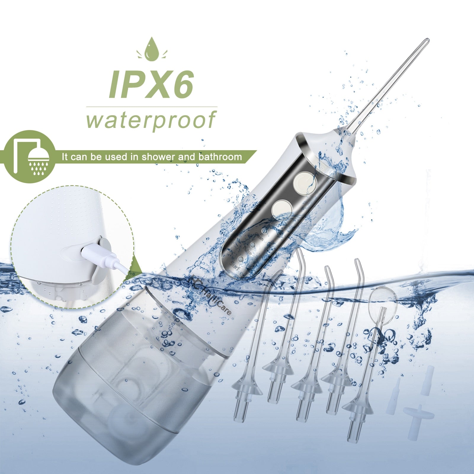 350ML Electric Oral Irrigator 3 Mode Dental Water Flosser Rechargeable teeth whitening Waterproof Water Tank Jet Teeth Cleaner
