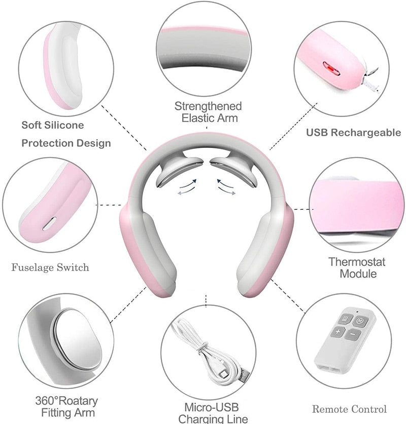 New Remote Smart Neck Shoulder EMS Muscle Massager Trainer Relaxation Electric Pain Relief ToolCervical Vertebra Physiotherapy