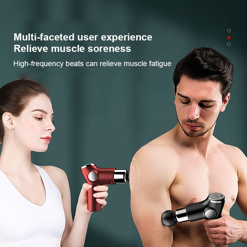 Massage Gun Deep Tissue Muscle Vibrating Relaxing Massage Relaxation Treatments LCD Massager Gun Black/Red/Green TSLM1