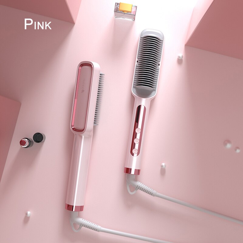 Profissional Hot Combs Anti-scalding Hair Straightener Brush Ceramic Hair Curler Heated Electric Smart Brush Hair Straightener