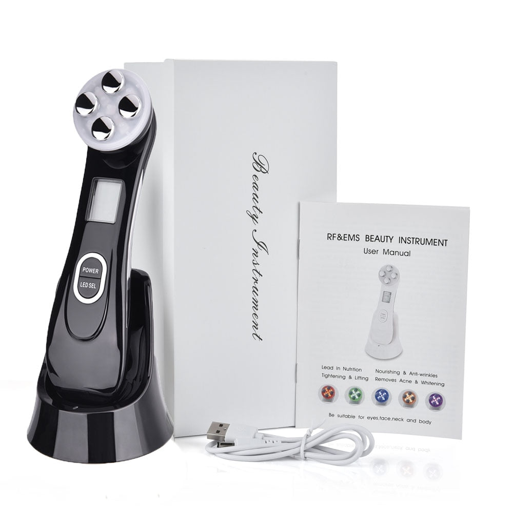Microcurrents Machine for Face 5 in 1 RF Radio Frequency Led Light Therapy Facial Lifting Massager Skin Tightening Care Beauty