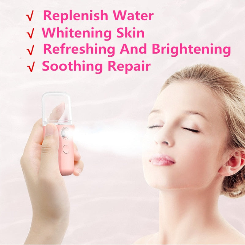 Portable Mini Nano Mist Spray Gun Hydrating Face Steamer Vaporizador Facial Nebulizador USB Moisturizing Skin Care Beauty Spa