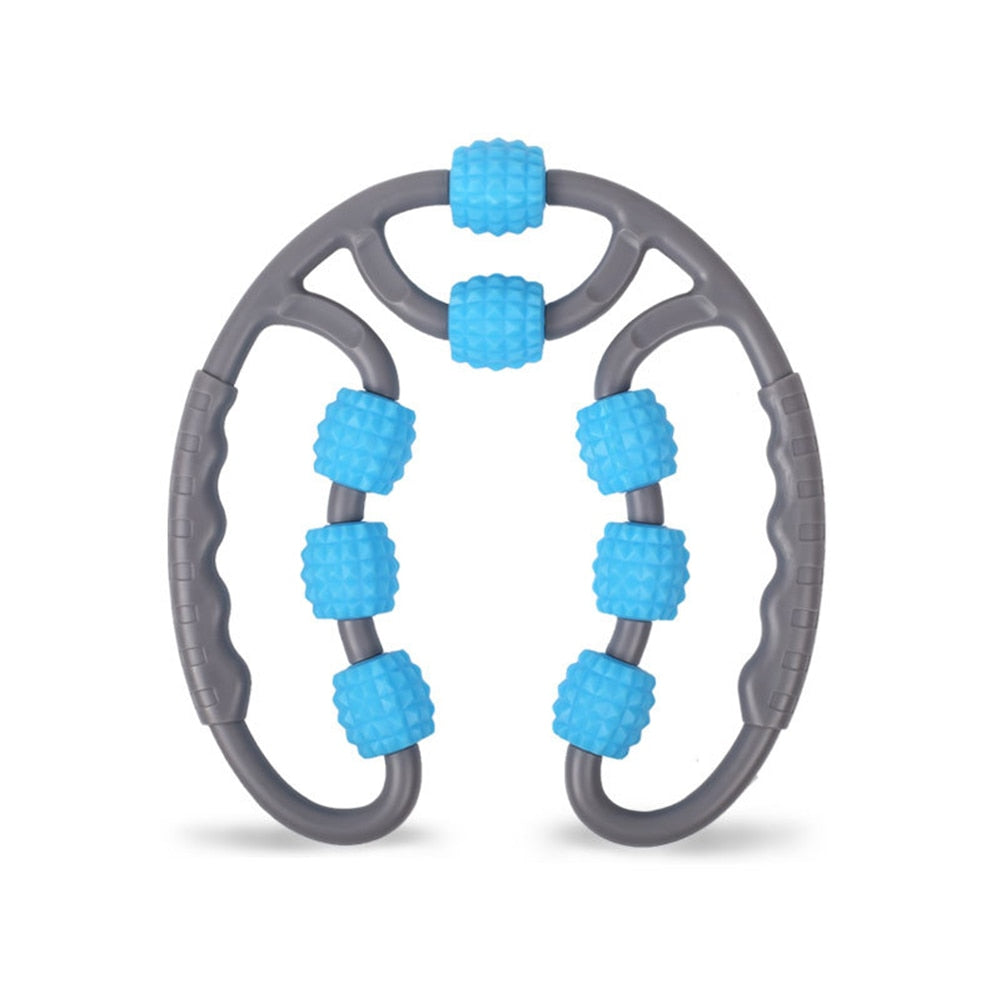 U Shape Yoga Massage Roller 8 Wheels Trigger Point for Arm Leg Neck Muscle Body Fatigue Lifted Tool Health Therapy Care Stress