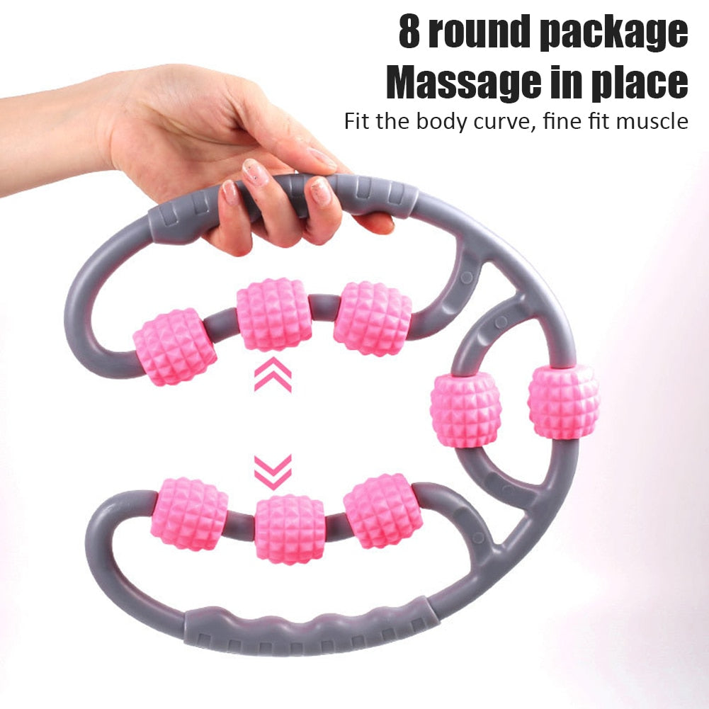 U Shape Yoga Massage Roller 8 Wheels Trigger Point for Arm Leg Neck Muscle Body Fatigue Lifted Tool Health Therapy Care Stress