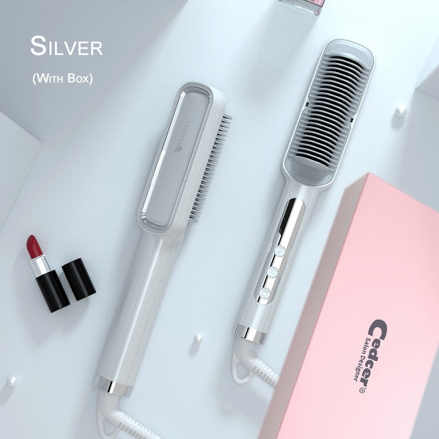Profissional Hot Combs Anti-scalding Hair Straightener Brush Ceramic Hair Curler Heated Electric Smart Brush Hair Straightener