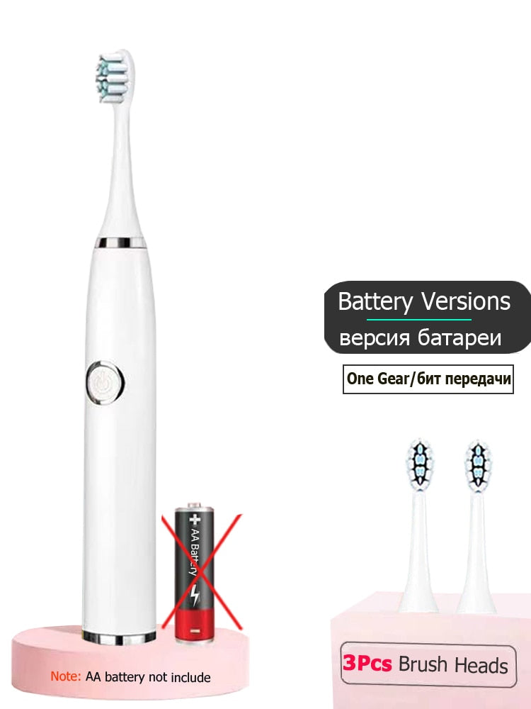 Super Sonic Electric Toothbrushes for Adults Kid Smart Timer Whitening Toothbrush IPX7 Waterproof Replaceable AA Battery Version