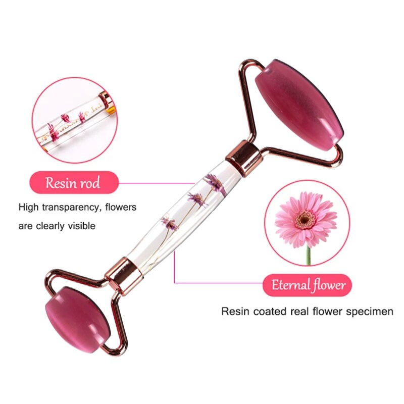 Eternal Flower Gua Sha Scraper Jade Roller Neck Body Relaxation Face Massager Guache Board Slimming Thin Lift Beauty Skin Care