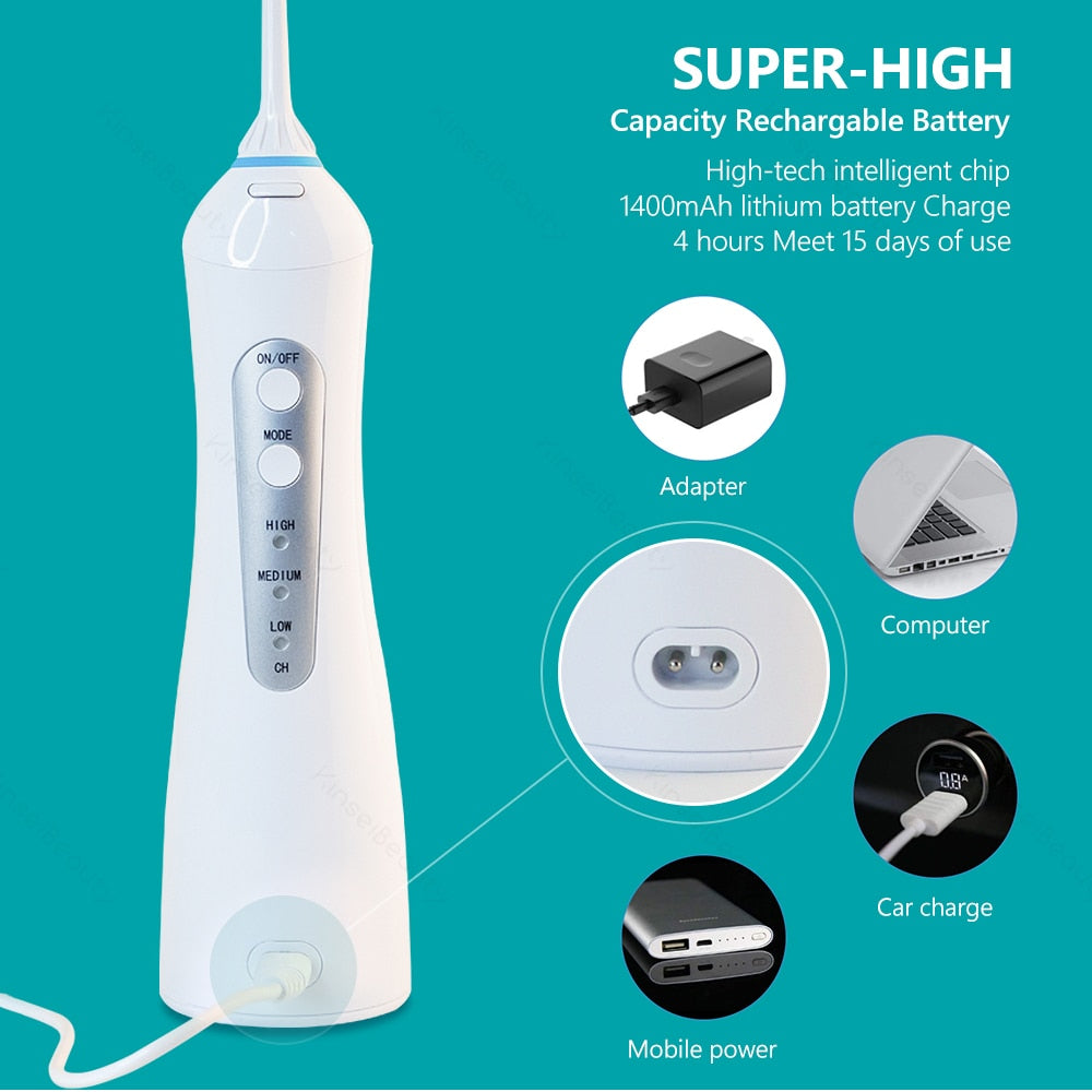 Adult Oral Irrigator Tips Portable Electric USB Rechargeable Tank Waterproof 7 Teeth Cleansing Tooth Care Clean Hygiene Dental