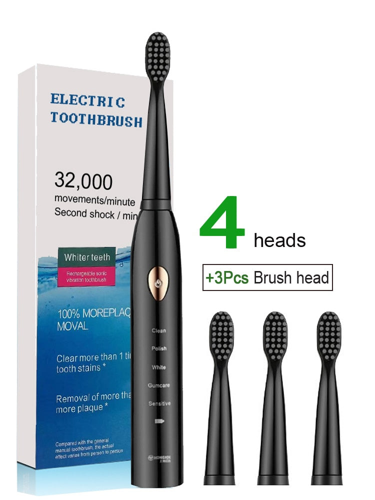Newest Super Sonic Electric Toothbrushes for Adults Kids Smart Timer Rechargeable Whitening Toothbrush IPX7 with 3 Brush Heads