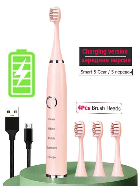 Super Sonic Electric Toothbrushes for Adults Kid Smart Timer Whitening Toothbrush IPX7 Waterproof Replaceable AA Battery Version