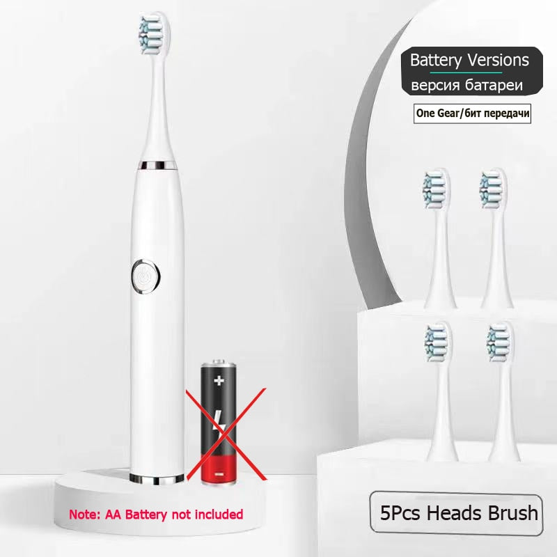 Super Sonic Electric Toothbrushes for Adults Kid Smart Timer Whitening Toothbrush IPX7 Waterproof Replaceable AA Battery Version