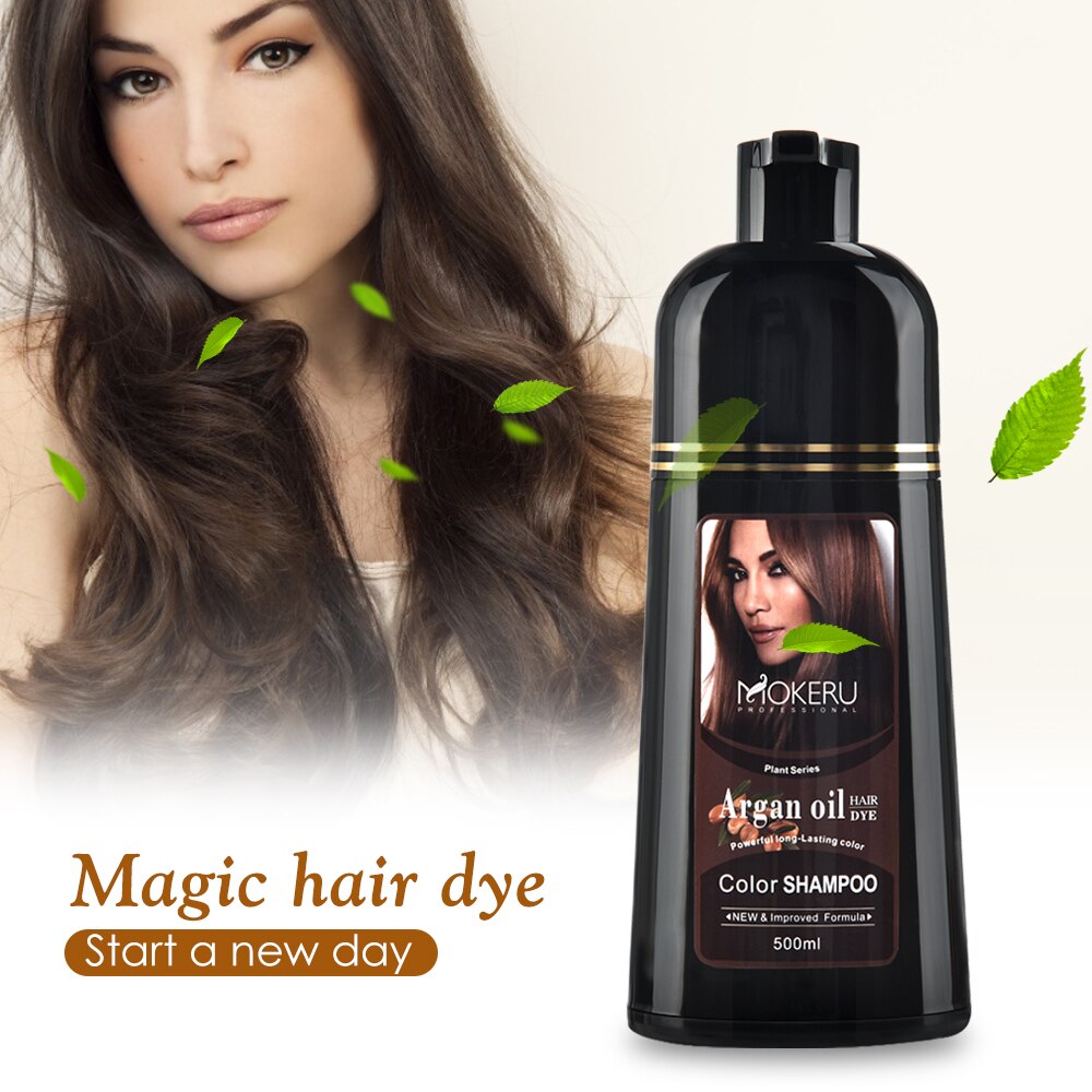 500ml Natural Hair Dye Argan Oil Essence Permanent Shampoo Hair Color Cream Cover Gray Hair For Women Men Hair Care