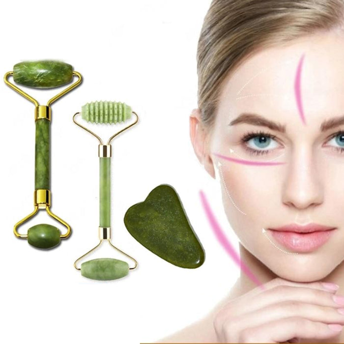 Natural Jade Stone Facial Massager Roller Gouache Scraper Eye Neck Body Relaxation Slimming Gua Sha Beauty Thin Lift Skin Care