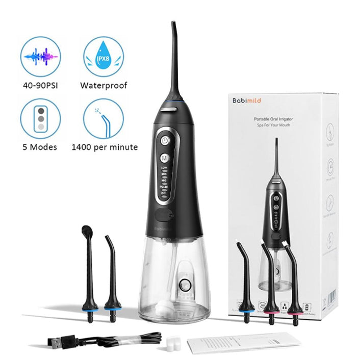 5 Modes Oral Irrigator USB Rechargeable Water Floss Portable Dental Water Flosser Jet 300ml Irrigator Dental Teeth Cleaner+6 Jet